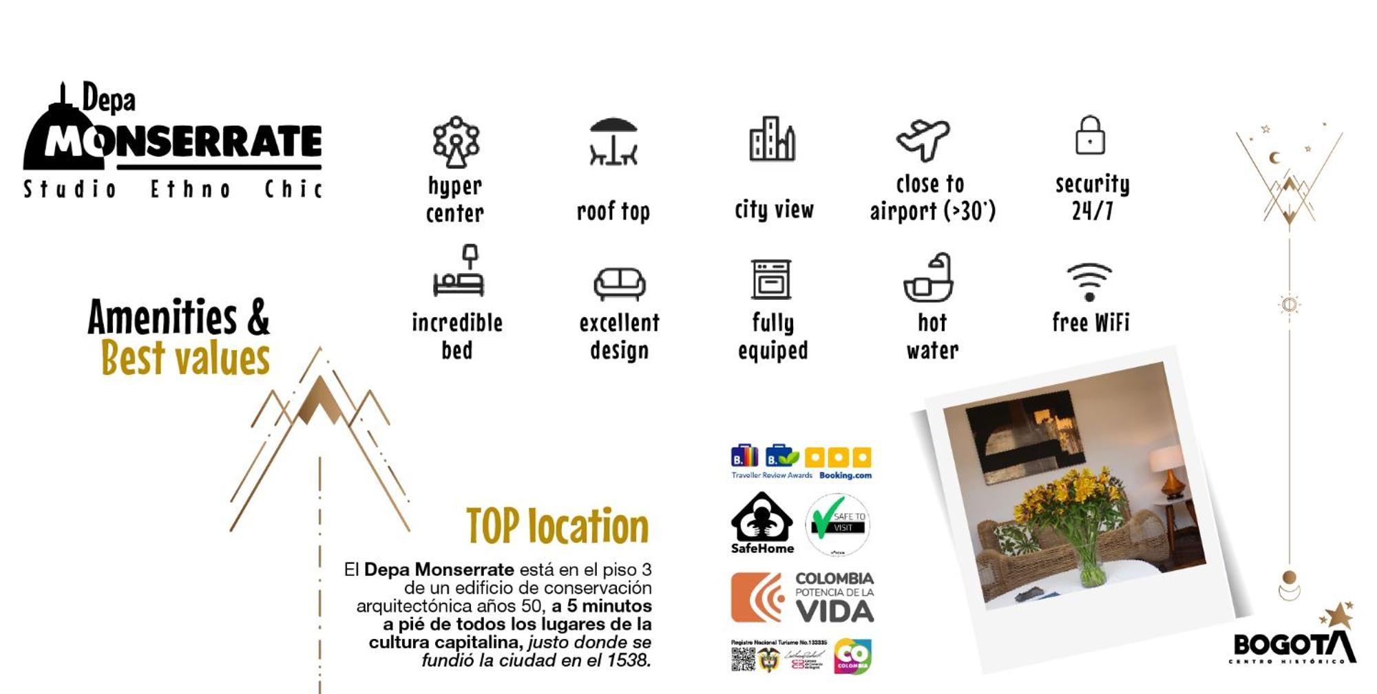 בוגוטה Depa Monserrate - Charming Historic Nest With Breathtaking Mountain Views - Apartaestudio מראה חיצוני תמונה